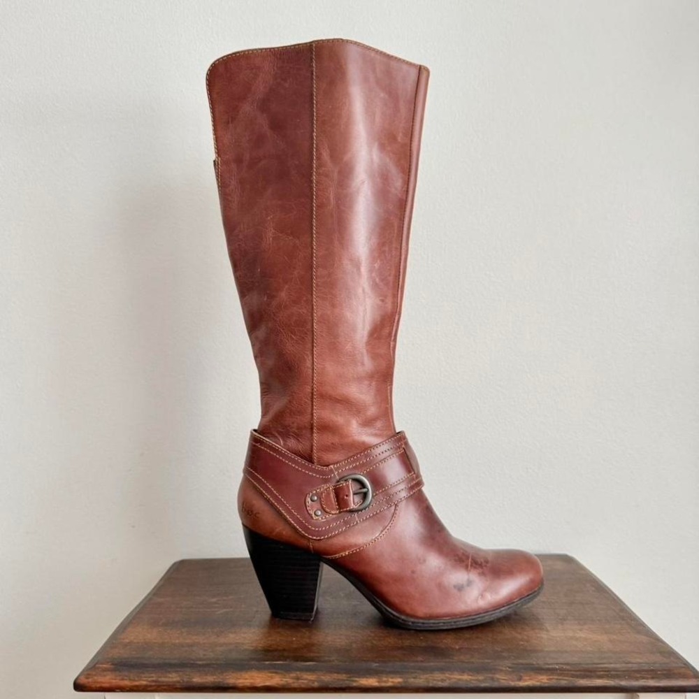 b.o.c. Brown Leather Mid-Calf Heeled Boots